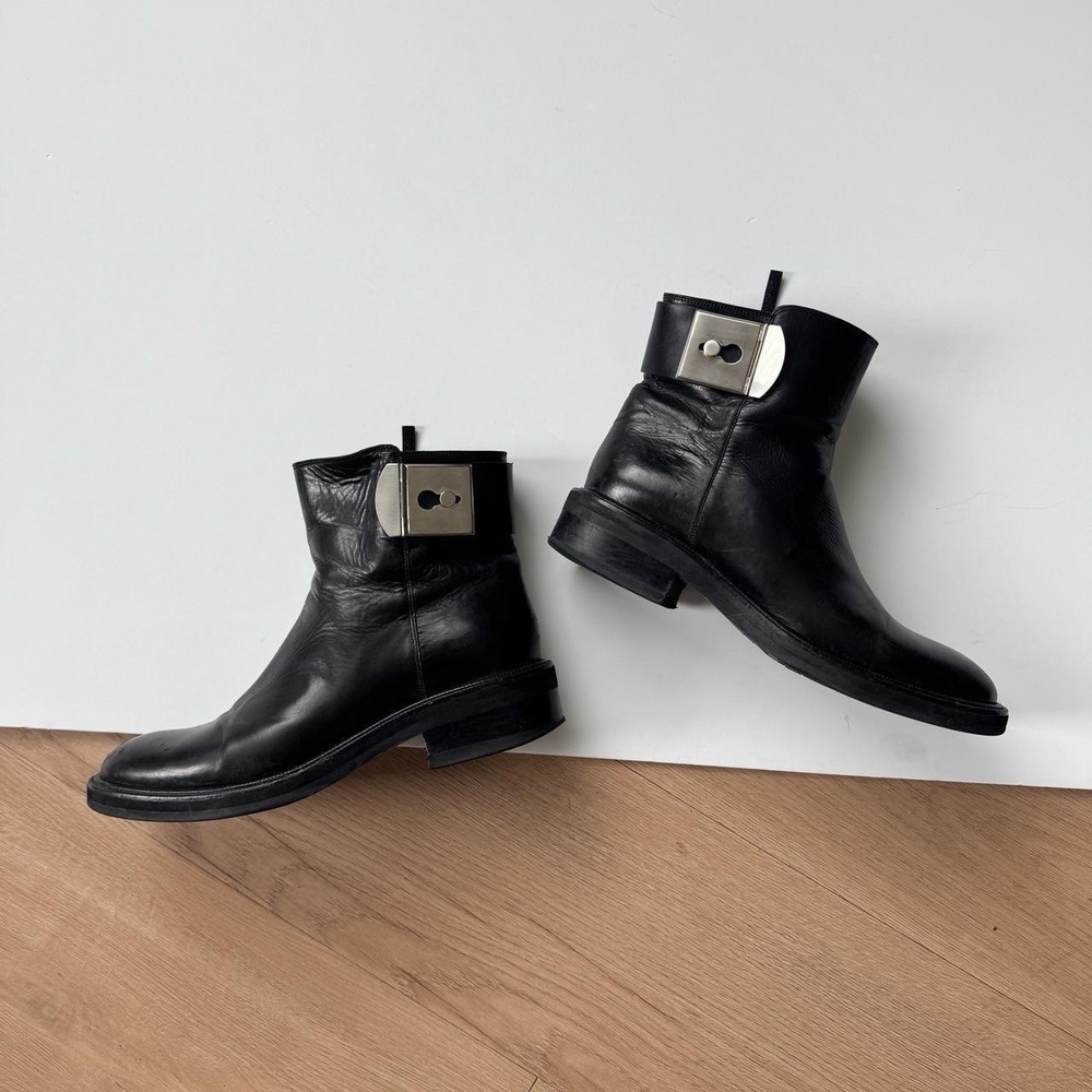 Sartore Paris Boots Black Leather 36/6 Chelsea Quiet Luxury Chic Buckle